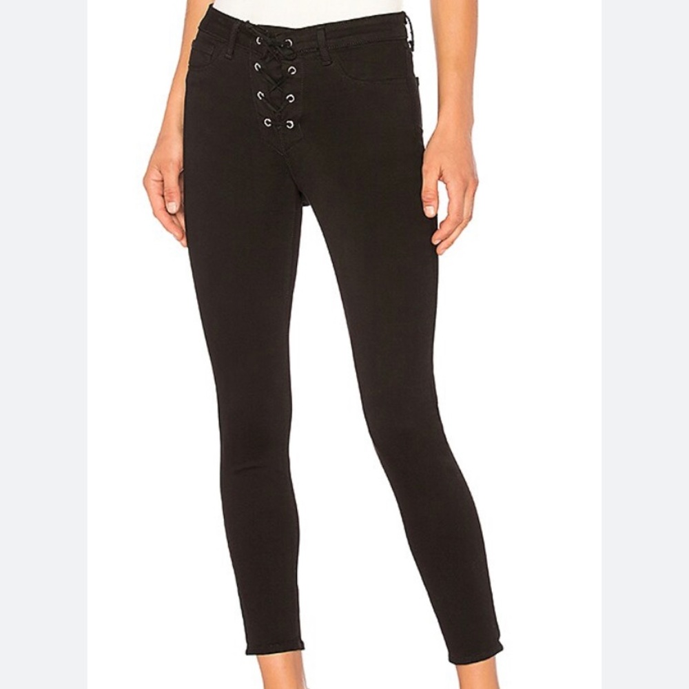 L’AGENCE The Cherie Lace-Up Black High Rise Skinny Size 28. Made in USA 🇺🇸